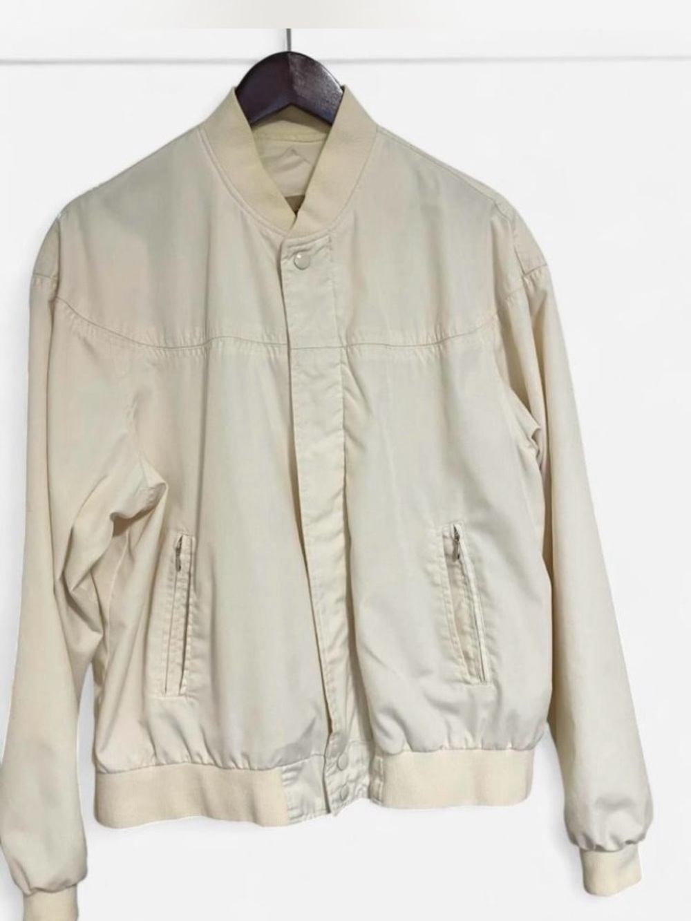 Vintage Arnie Golf Men's Cream Bomber Jacket Size L